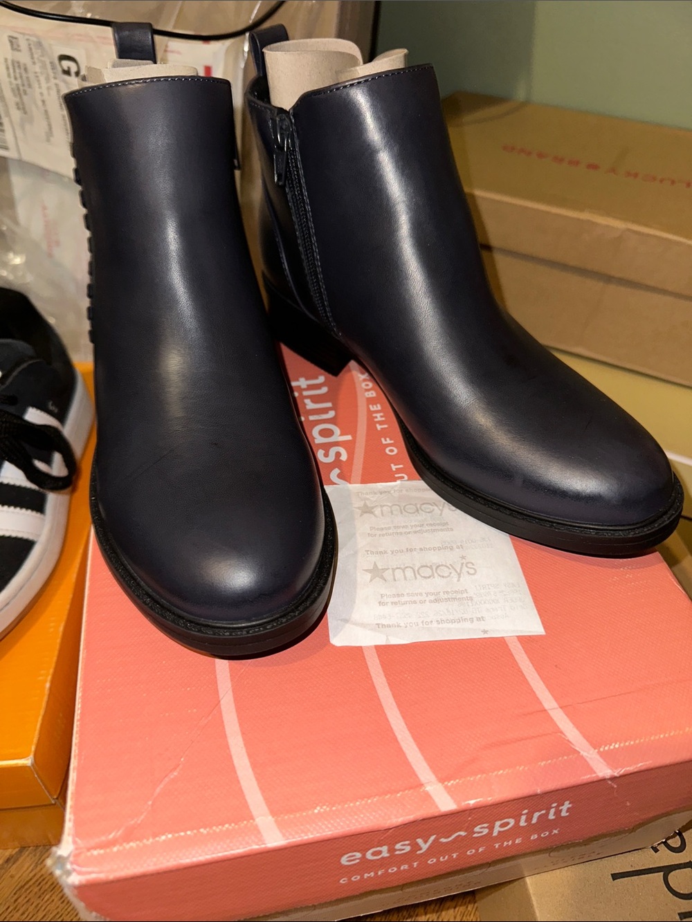 Easy Spirit Navy blue Side-Zip Leather Ankle Booties